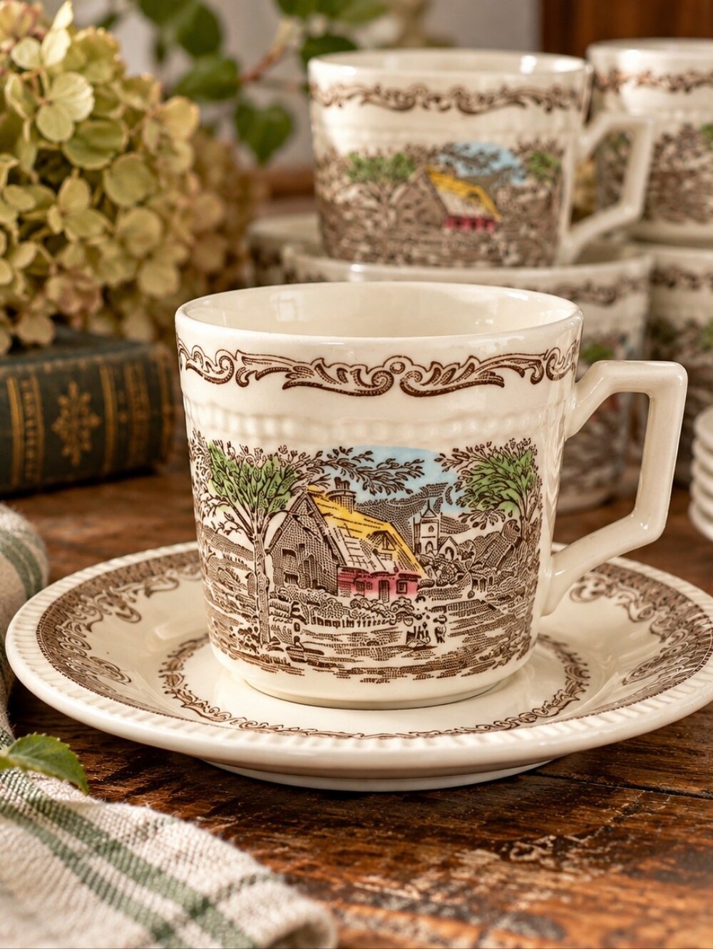 Johnson Bros. Kensington Ironstone Cups & Saucers – Set of 8 – England